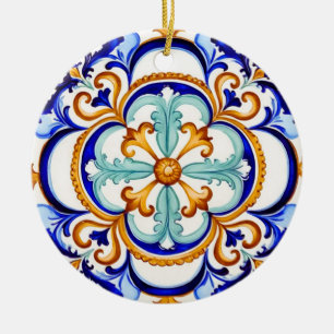 Sicilian Baroque Flower II Ceramic Ornament