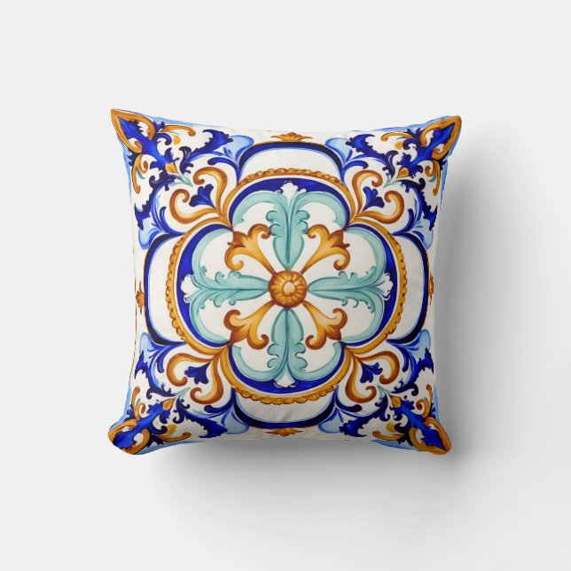 Sicilian Baroque Flower II Throw Pillow (Front)
