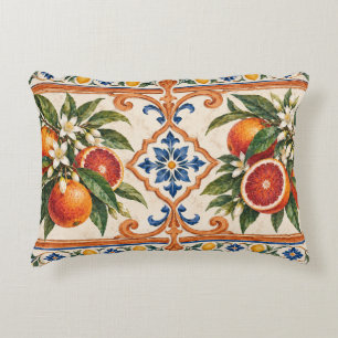 Sicilian Blood Orange Majolica Accent Pillow
