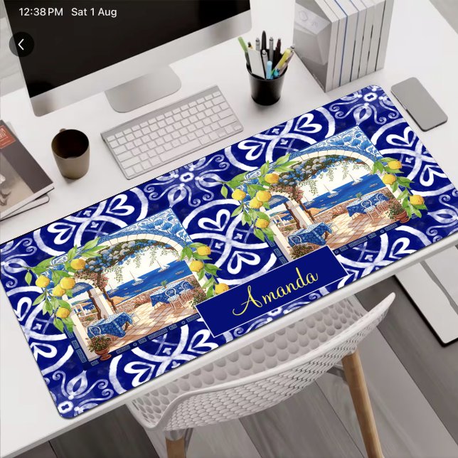 Sicilian Blue Majolica Citrus Tile Desk Mat (Creator Uploaded)