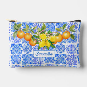 Sicilian blue yellow citrus Mediterranean azulejo Accessory Pouch