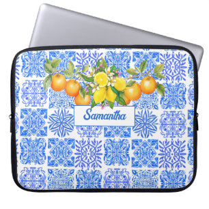 Sicilian blue yellow citrus Mediterranean azulejo  Laptop Sleeve