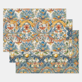 SICILIAN CERAMIC FLORAL TILE DECORATIVE PAPER