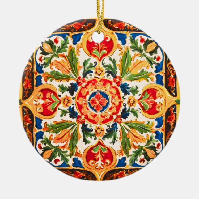 Sicilian Ceramic Pattern Ornament (Front)