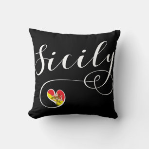 Sicilian Flag Heart, I Love Sicily Throw Pillow