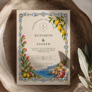 Sicilian Lemon Cactus Wedding Invitation