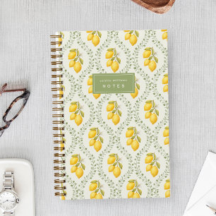 Sicilian Lemon + Sage Trellis Personalized Notebook