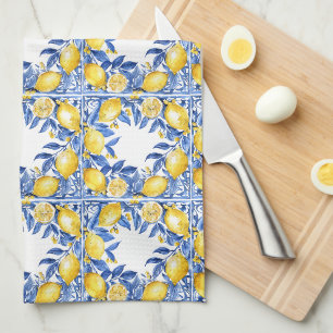 Sicilian Lemon Tiles Pattern Mediterranean Dolce Kitchen Towel