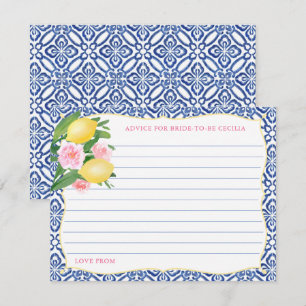 Sicilian Lemons Pink Flowers Advice For Bride Card