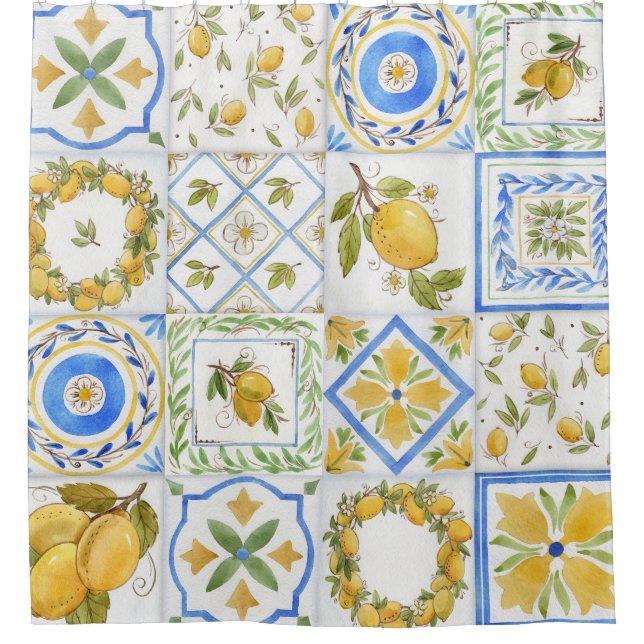 Sicilian Lemons Watercolor Square Pattern (Front)