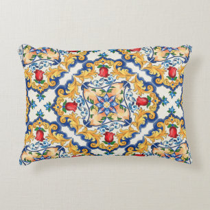 Sicilian Majolica Colourful Tile Pattern Accent Pillow