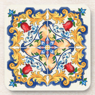 Sicilian Majolica Colourful Tile Pattern Coaster