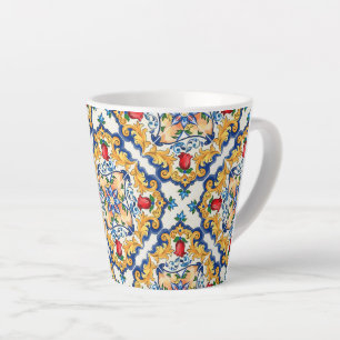 Sicilian Majolica Colourful Tile Pattern Latte Mug