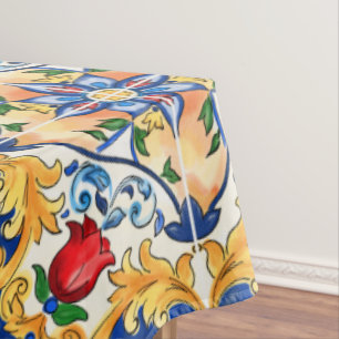 Sicilian Majolica Colourful Tile Pattern Tablecloth