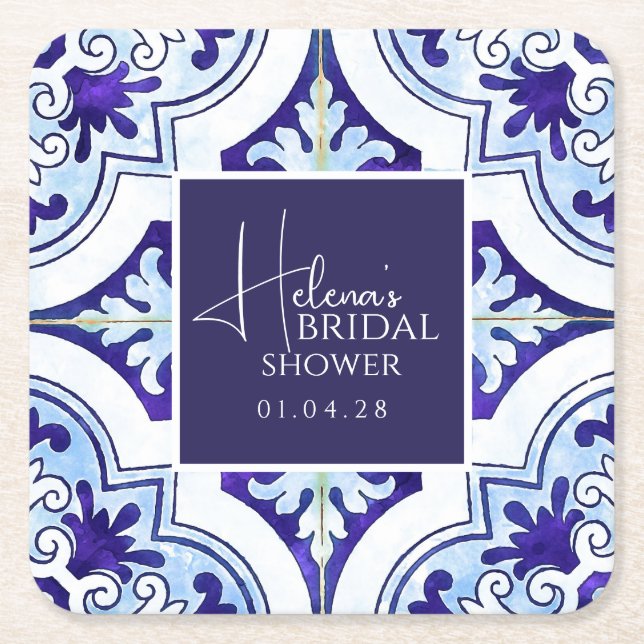 Sicilian Majolica Square Coaster – Lemon Theme (Front)