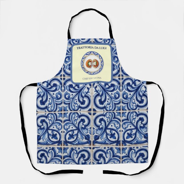 Sicilian Majolica Tile Chef Apron  Arancini  (Front)