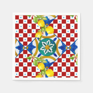 Sicilian,majolica,tiles,lemons  napkin