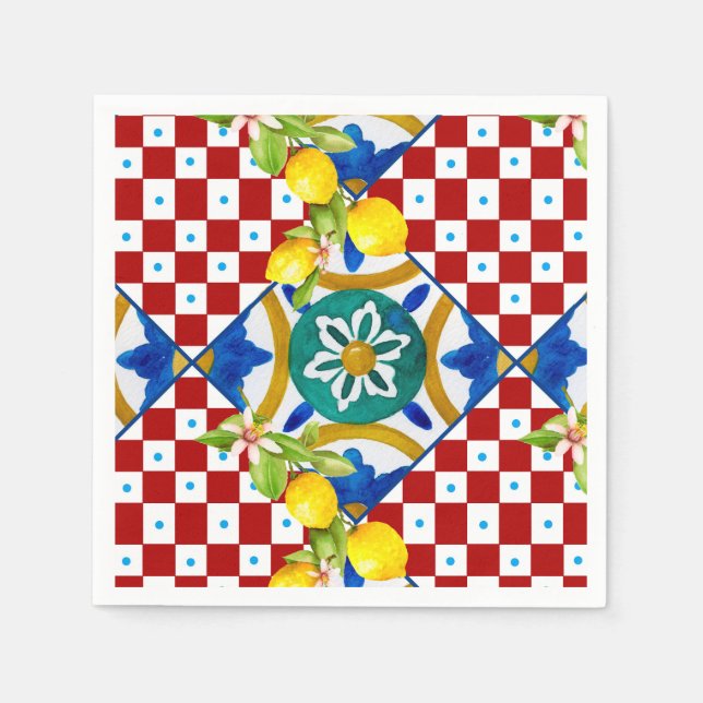 Sicilian,majolica,tiles,lemons  napkin (Front)