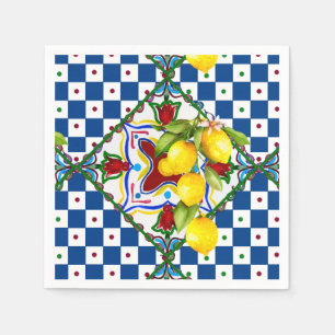 Sicilian,majolica,tiles,lemons Napkin