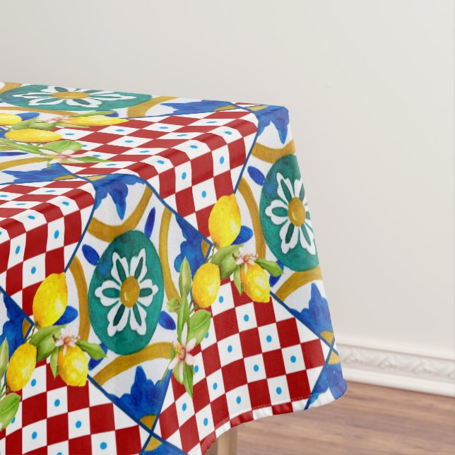 Sicilian,majolica,tiles,lemons  tablecloth (In Situ)