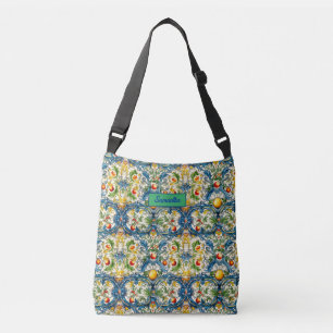 Sicilian Mediterranean citrus blue tiles Crossbody Bag