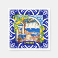 Sicilian Mediterranean majolica citrus blue tiles