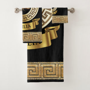 Sicilian Medusa / Golden Gorgon Gift / Guest Bath Towel Set