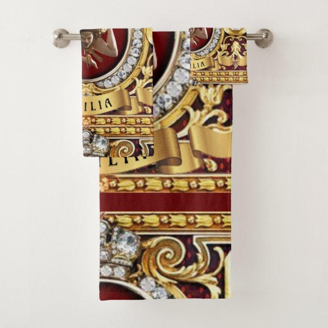 Sicilian Medusa Trinacria Gift Guest Bath Towel Set (Insitu)