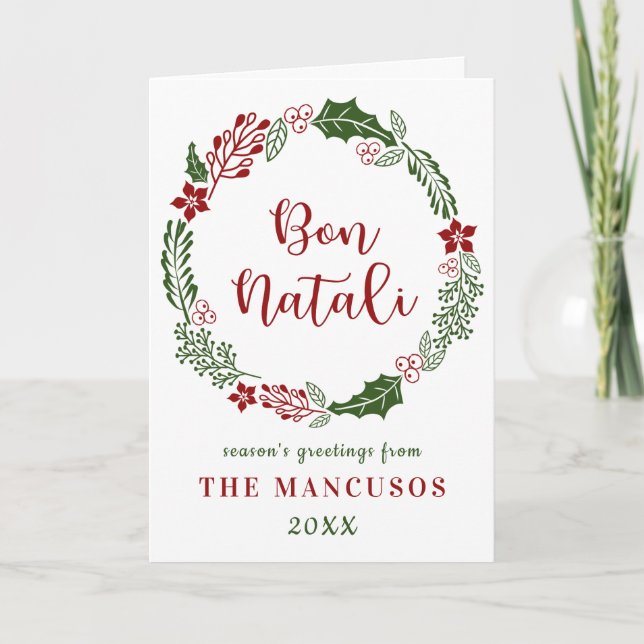 Sicilian Merry Christmas, Bon Natali, Custom Holiday Card (Front)
