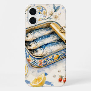 Sicilian Sardine Watercolor Art iPhone 16 Plus Case