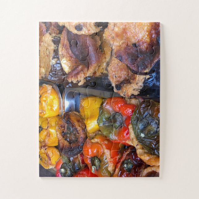Sicilian Street Feast | Stuffed Peppers & Eggplant Jigsaw Puzzle (Vertical)