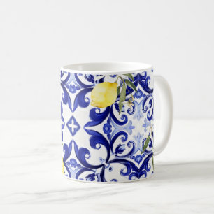 Sicilian style,lemons,majolica coffee mug