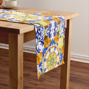 Sicilian style,lemons,majolica  medium table runner