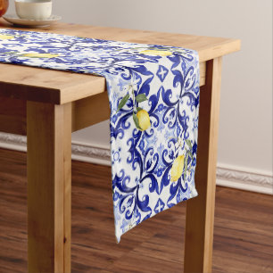 Sicilian style,lemons,majolica  medium table runner