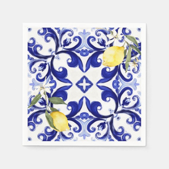 Sicilian style,lemons,majolica  napkin (Front)