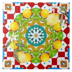 Sicilian style,lemons,majolica tile
