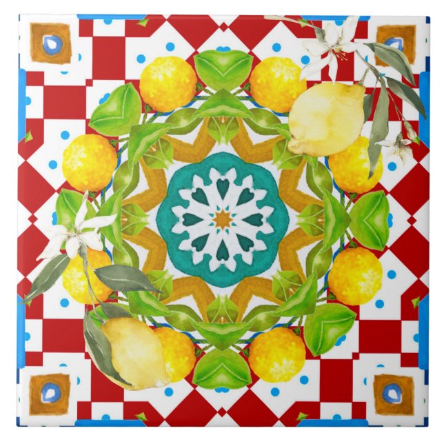 Sicilian style,lemons,majolica  tile (Front)