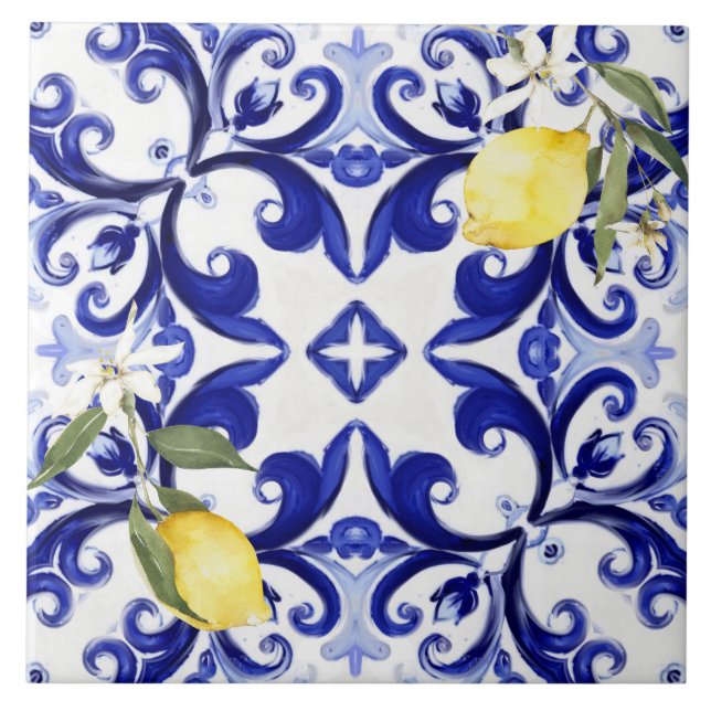 Sicilian style,lemons,majolica  tile (Front)