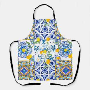 Sicilian style,majolica,lemons      apron