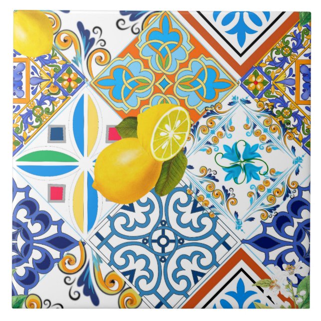 Sicilian style,majolica,lemons                tile (Front)