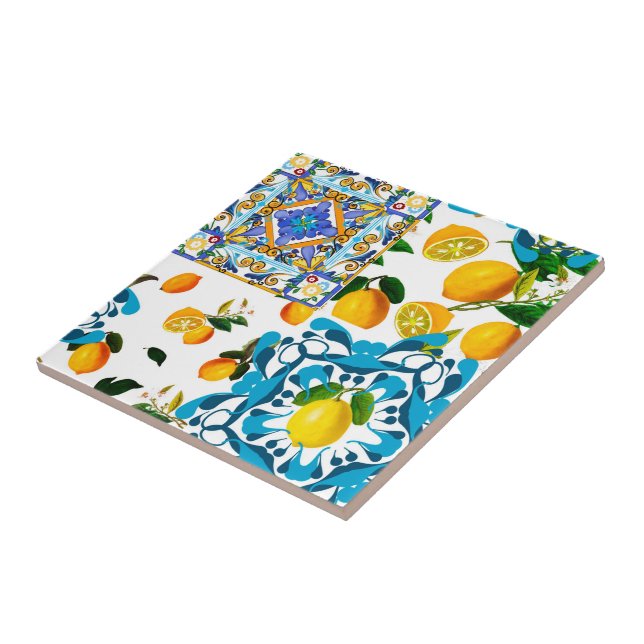 Sicilian style,majolica,lemons        tile (Side)