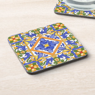 Sicilian style,majolica,summer,colourful pattern coaster