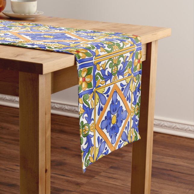 Sicilian style,majolica,summer,colourful pattern  short table runner (In Situ)