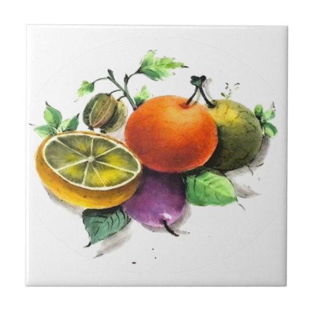Sicilian style, Summer Art Fruit Lemon Citrus Tile (Front)