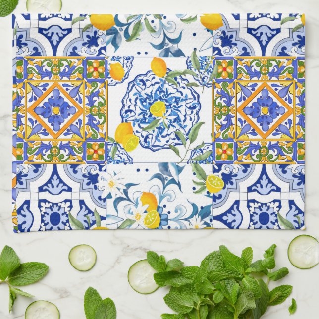 Sicilian style,summer art kitchen towel (Folded)