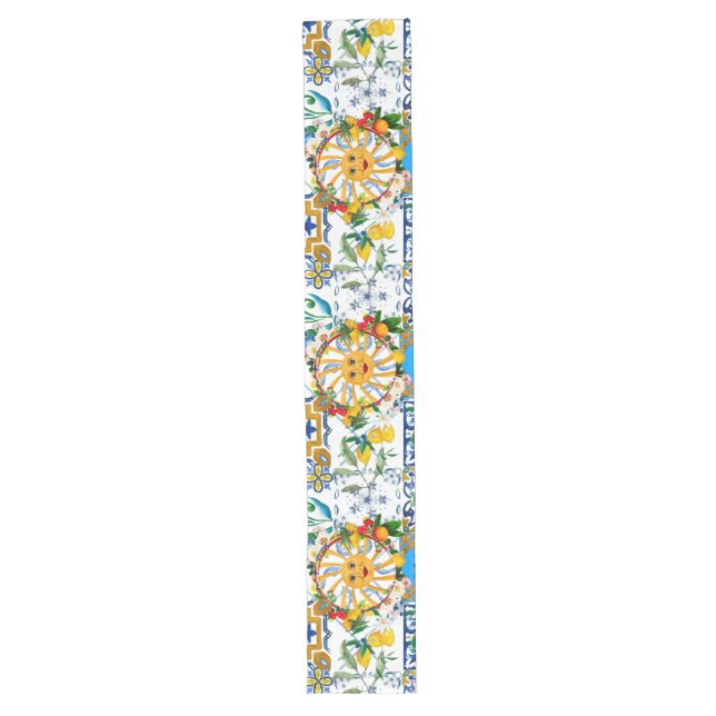Sicilian style,summer art,lemons   long table runner (Front)