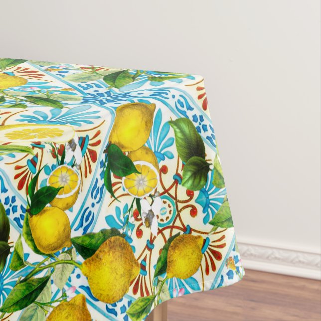 Sicilian style,summer art ,lemons   Tablecloth (In Situ)