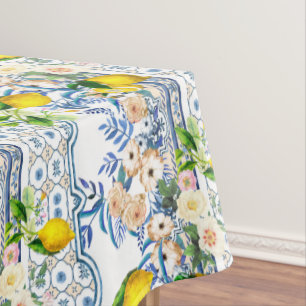  Sicilian style,summer art ,lemons Tablecloth