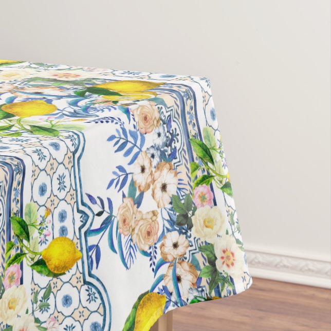  Sicilian style,summer art ,lemons Tablecloth (In Situ)