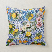 Sicilian style tiles with flowers and lemon